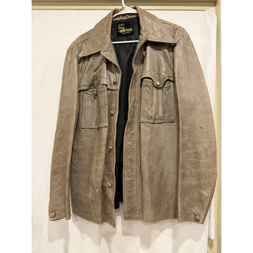 Vintage SILTON 70'S LEATHER JACKET MEASUREMENTS PICTURED L?